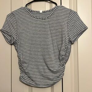 Lululemon cinched sides tshirt size 6 gray/white stripe